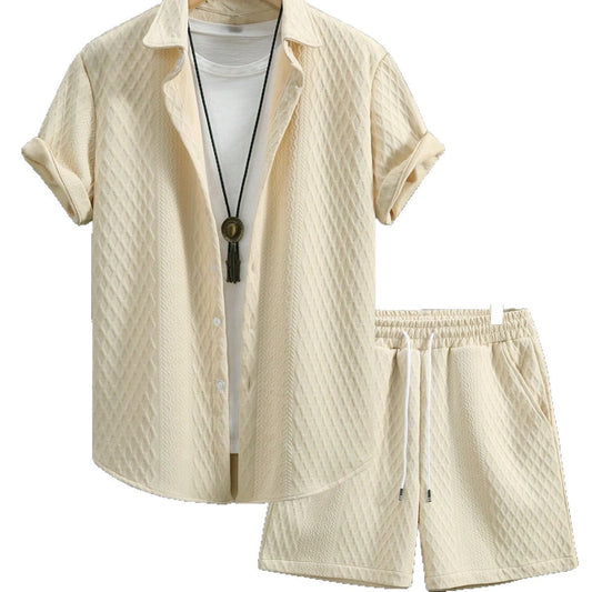 Men's Shirt Casual Loose Short Sleeves Shorts Suit