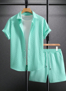 Men's Shirt Casual Loose Short Sleeves Shorts Suit
